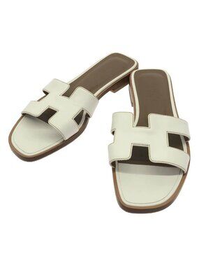 Hermes Oran Sandals White
